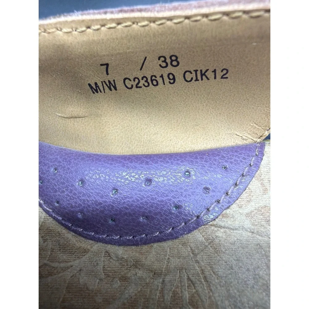 b.o.c. Born‎ Concept Mauve Purple Leather Flower Wedge Sandals C23619 Womens 7